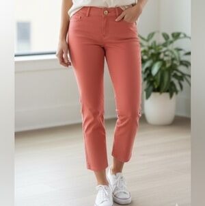 White House Black Market The Slim crop pants coral size 8